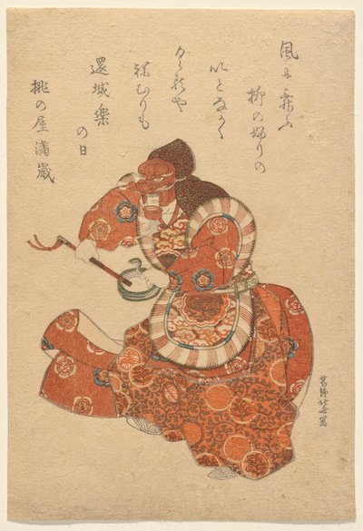 Bugaku-Tänzer in der Rolle des Genjōraku von Katsushika Hokusai