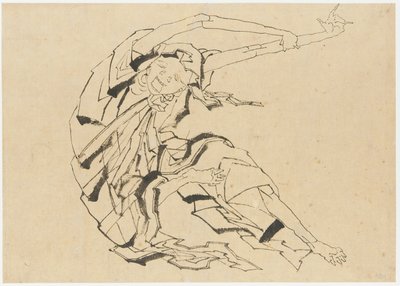 Langarmiger Mann beim Dehnen, Edo-Periode, 19. Jahrhundert von Katsushika Hokusai