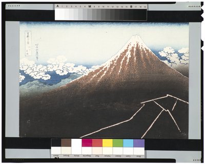 Regensturm unter dem Gipfel, ca. 1831-34 von Katsushika Hokusai