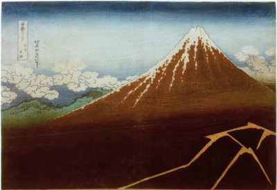 Regenschauer unter dem Gipfel von Katsushika Hokusai