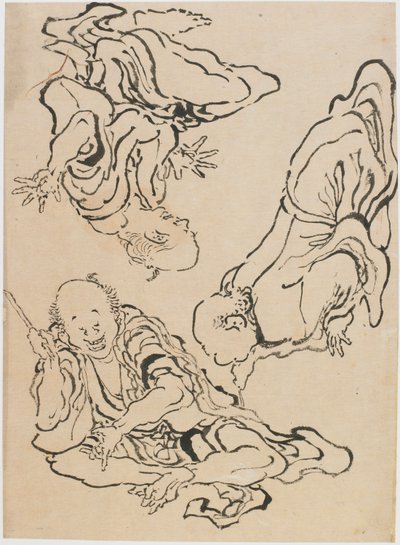 Drei Männer gestikulieren, spätes 18. - frühes 19. Jahrhundert von Katsushika Hokusai