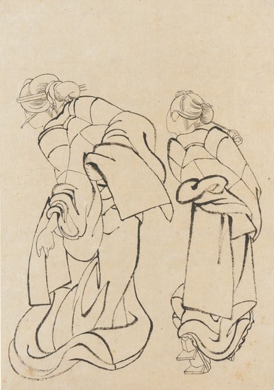 Zwei Frauen, spätes 18. - frühes 19. Jahrhundert von Katsushika Hokusai