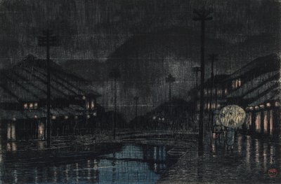 Abendregen in Tajima Kinosaki von Kawase Hasui