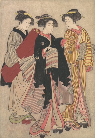 Zwei Geishas beim Spazierengehen, 1739-1820 von Kitao Shigemasa