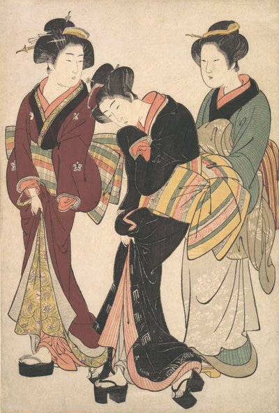 Zwei Geishas und eine Dienerin, ca. 1790 von Kitao Shigemasa