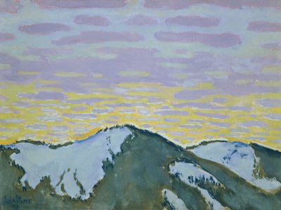 Verschneite Berggipfel in der Dämmerung von Koloman Moser