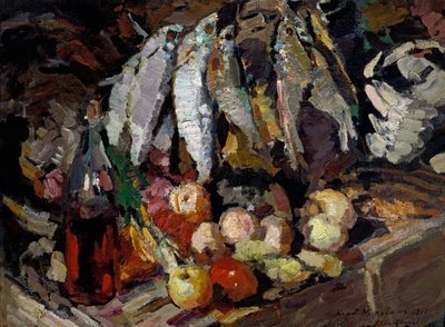 Fische, Wein, Obst von Konstantin Alekseevich Korovin