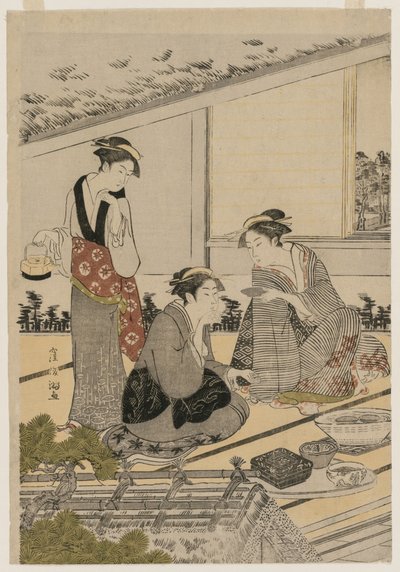 Frauen in einem Teehaus, späte 1780er Jahre von Kubo Shunman