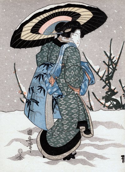 Mädchen im Schneesturm von Kuniyasu