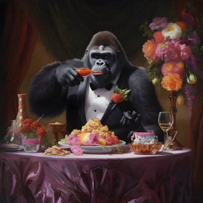 Ein Gorilla beim Essen von Kurt Heppke