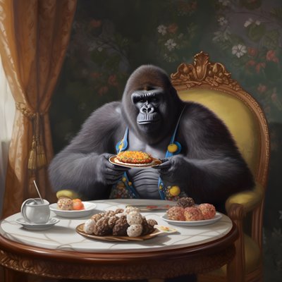 Ein Gorilla beim Essen von Kurt Heppke