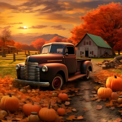 Ein Oldtimer-Pickup-Truck an einem Herbst-Sonnenuntergang-Abend 3 von Kurt Heppke