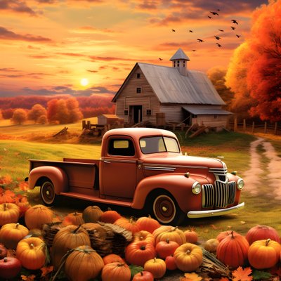 Ein Oldtimer-Pickup-Truck an einem Herbst-Sonnenuntergang-Abend 4 von Kurt Heppke