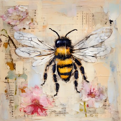 Eine Bienen-Illustration in Pastell-Impasto-Öltechnik 1 von Kurt Heppke