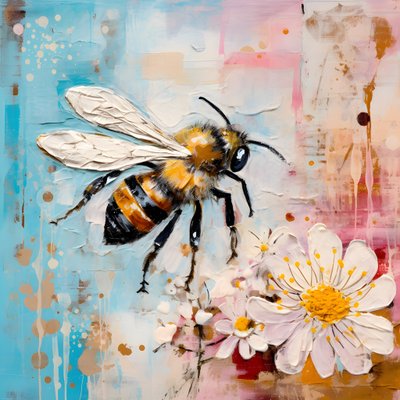 Eine Bienen-Illustration in Pastell-Impasto-Öltechnik 2 von Kurt Heppke