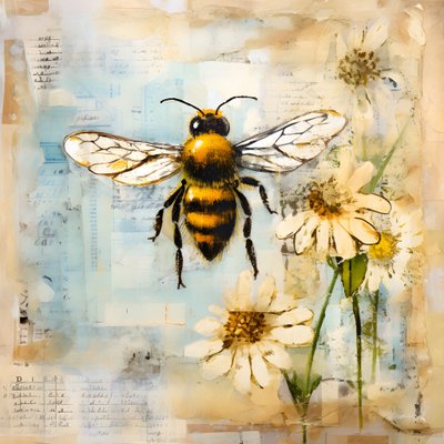 Eine Bienen-Illustration in Pastell-Impasto-Öltechnik 3 von Kurt Heppke