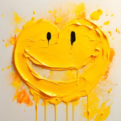 Gelbes Smiley-Gesicht in Impasto gemalt von Kurt Heppke