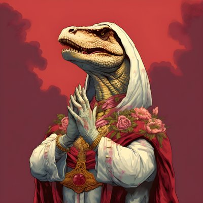 Killer Queen betender T-Rex 3 von Kurt Heppke