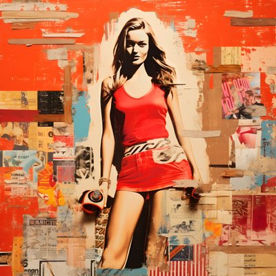 Rote Collage, Skateboards 4 von Kurt Heppke