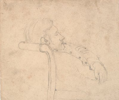 Schlafender Mann auf einem Sofa. Halbfigur von Laurits Andersen Ring