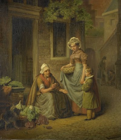 Frau verkauft Gemüse von Lambertus Johannes Hansen
