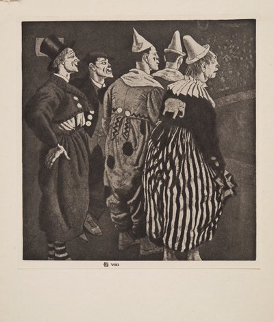 Fünf Clowns, veröffentlicht 1926 von Laura Knight