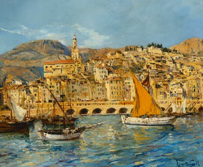 Hafen von Menton von Laurent Lucien Gsell