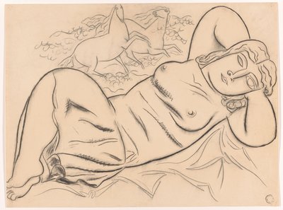 Liegende nackte Frau mit Pferden von Leo Gestel