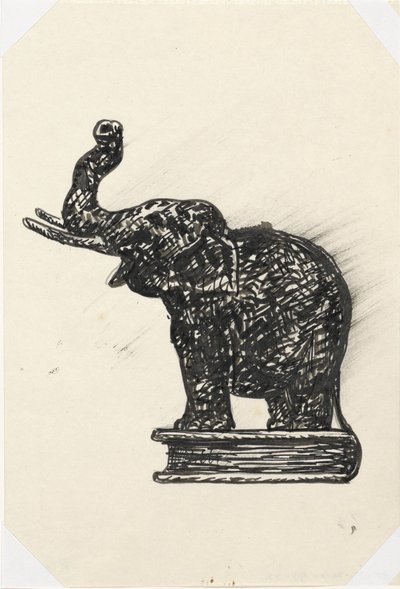 Elefant auf Buch (Skizze) von Leo Gestel