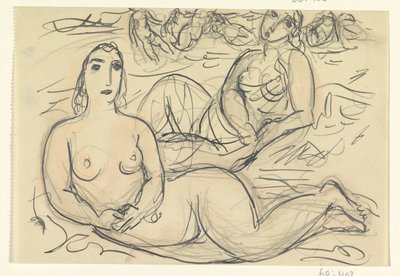 Zwei nackte Frauen im Wasser von Leo Gestel