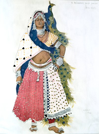 Bayadere mit Pfau, Ballettkostümentwurf, 1911 von Leon Bakst