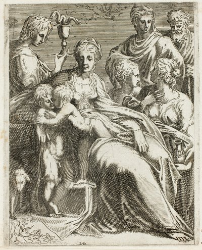 Die Heilige Familie mit Heiligen von Leon Davent