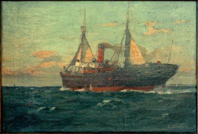 Dampfer mit Hilfsbesegelung von Leonhard Sandrock