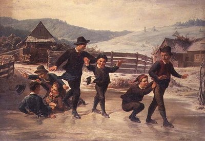 Kinder beim Schlittschuhlaufen von Leopold Till