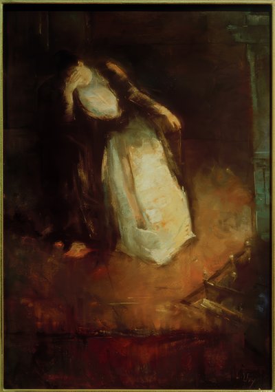 Frau am Kamin von Lesser Ury