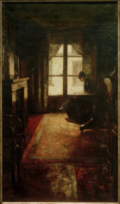 Pariser Interieur (lesende Frau am Fenster) von Lesser Ury