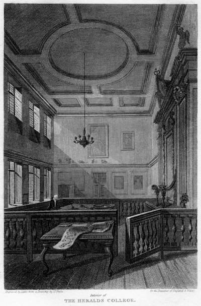 Innenansicht des Heralds College, London, 1815 von Lewis