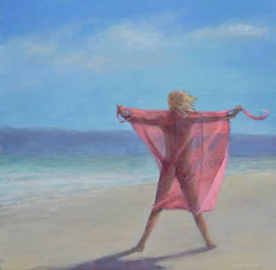 Rosa Sari am Strand von Lincoln Seligman