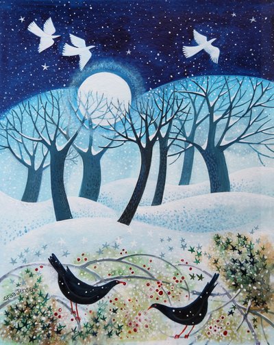 Wintervögel im Schnee, 2019 von Lisa Graa Jensen