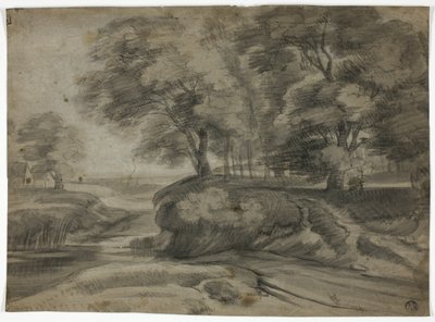 Flusslandschaft mit bewaldeten Ufern von Lodewijk de Vadder
