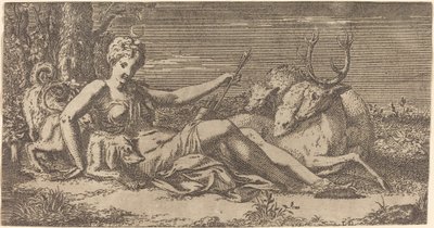 Diana ruht von Léon Davent after Francesco Primaticcio