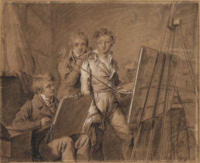 Drei junge Künstler in einem Atelier von Louis Leopold Boilly