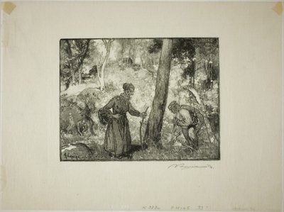 Pilzsammler am Rocher Bernard von Louis Auguste Lepère