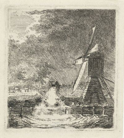 Mühle in einer Polderlandschaft von Louis Bernard Coclers
