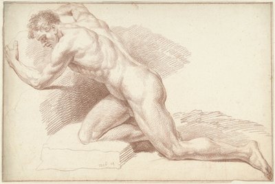 Männlicher Akt, kniend, nach links von Louis Fabritius Dubourg