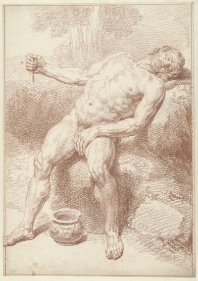 Männlicher Akt, sitzend, nach hinten gelehnt von Louis Fabritius Dubourg