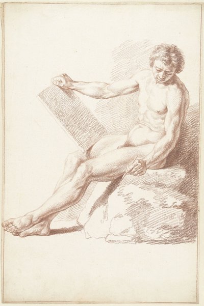 Sitzender Akademieakt, als Zeichner von Louis Fabritius Dubourg