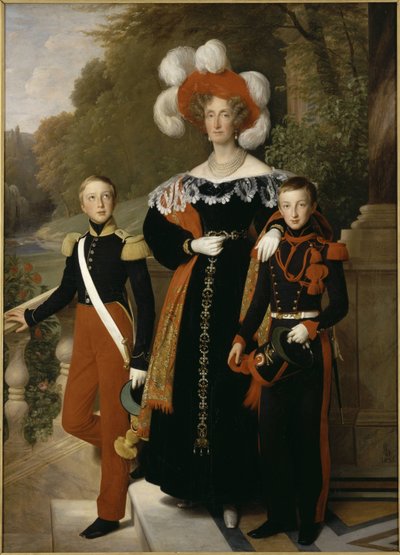 Königin Marie-Amélie mit ihren Kindern von Louise Marie Jeanne Hersent