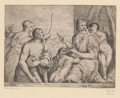 Venus verbindet Amor die Augen von Louis I Boullogne