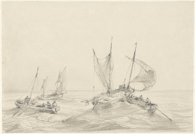 Meer mit Fischerbooten von Louis Meijer